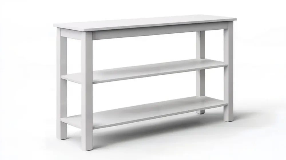 Biała konsola z płyty MDF z 3 poziomami, 100 x 30 x 75 cm