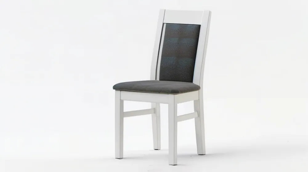 Biało-czarne krzesło z drewna bukowego i PVC, 43 × 48 × 97 cm
