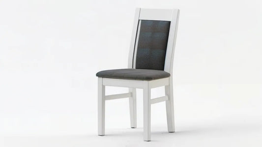 Biało-czarne krzesło z drewna bukowego i PVC, 43 × 48 × 97 cm