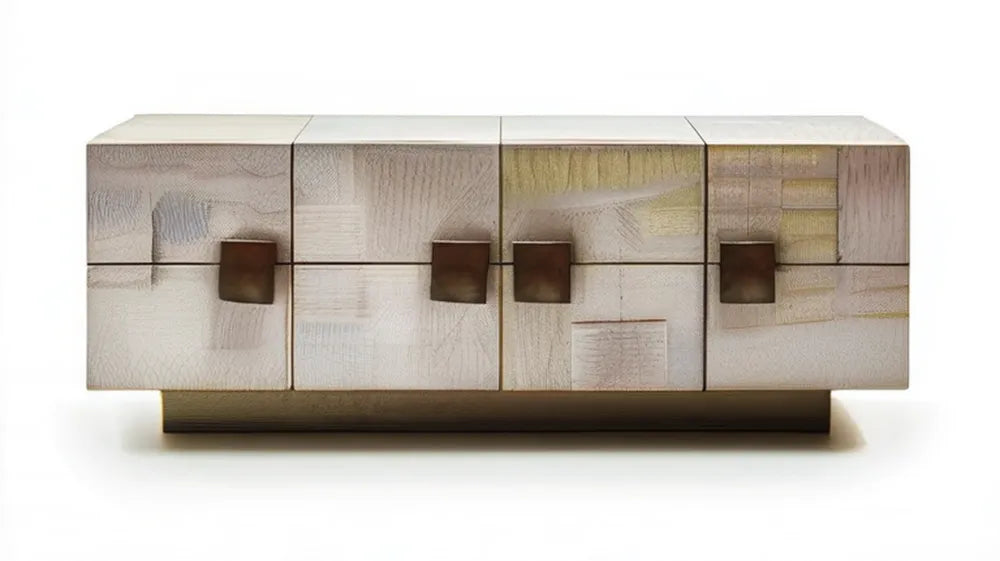 Kredens z MDF fornirowanego dębem, naturalny dąb i ciemnobrązowy, 200 × 45 × 85 cm