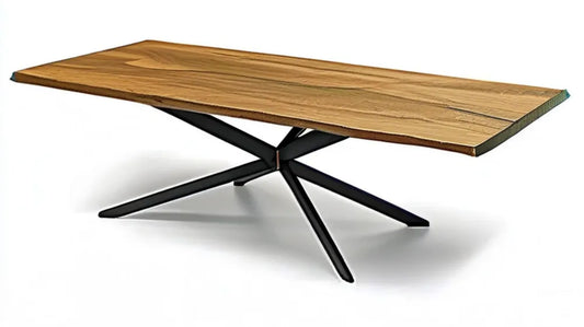 Prostokątny stół z blatem z litego dębu 200 x 100 x 75 cm, naturalny dąb/czarny