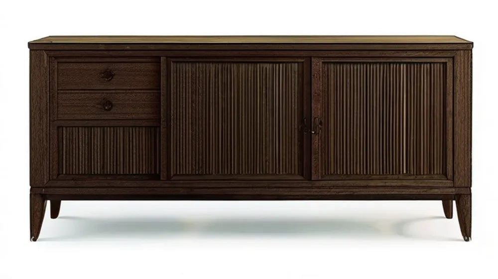Ciemnobrązowa komoda z fornirem dębowym 180 x 45 x 85 cm