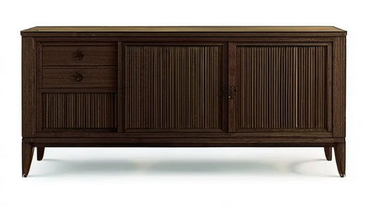 Ciemnobrązowa komoda z fornirem dębowym 180 x 45 x 85 cm