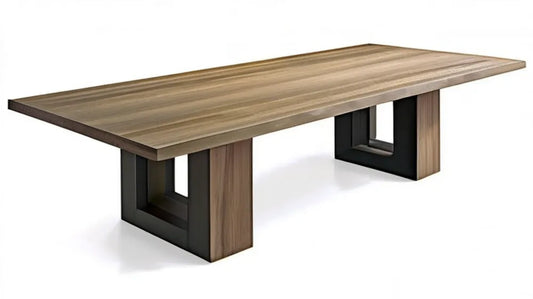 Prostokątny stół jadalniany MDF w kolorze orzechowym/czarnym 200 x 100 x 76 cm