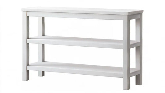 Biała ławka do przedpokoju z 2 półkami MDF 100 x 30 x 45 cm