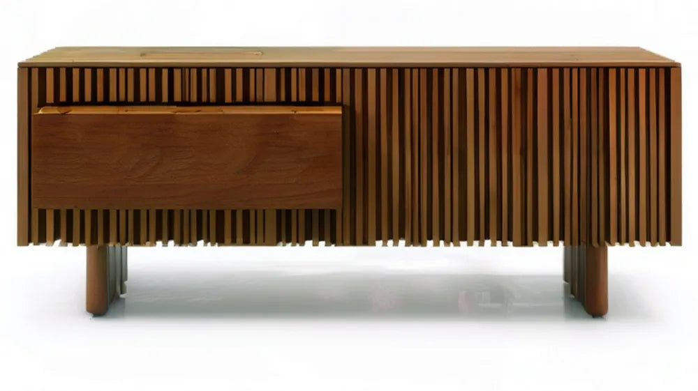Brązowy kredens z MDF i fornirem orzechowym 160 x 45 x 75 cm