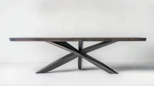Prostokątny stół z fornirem dębowym ciemnobrązowy/czarny 200 x 100 x 75 cm