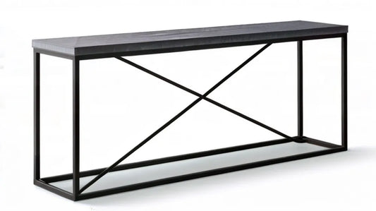 Czarna konsola industrialna z blatem MDF i stalowym stelażem 120 × 30 × 80 cm