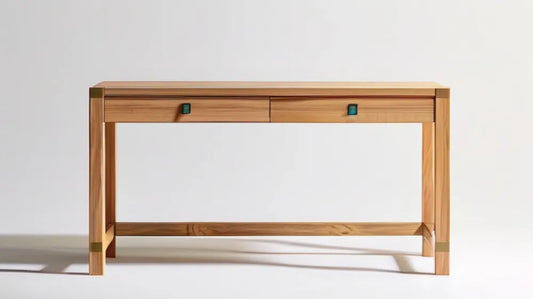 Konsola z litego drewna tekowego 120 x 35 x 80 cm, naturalny brąz, 2 szuflady