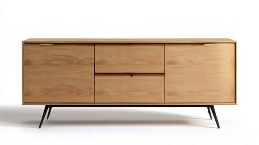 Kredens z fornirem dębowym 180 x 45 x 75 cm, dąb naturalny/czarny
